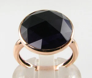BIG 9K 9CT ROSE GOLD AMETHYST ROSE CUT ROUND 14mm ART DECO INS RING - Picture 1 of 9