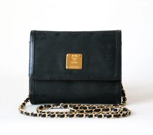 MCM Black Visetos Canvas Leather Chain Mini Shoulder Crossbody Bag - Picture 1 of 13