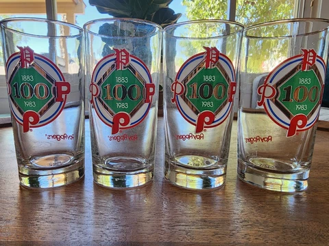 VINTAGE 4x 1983 MLB Philadelphia Phillies 100th Anniversary Roy Rogers Glasses Cover