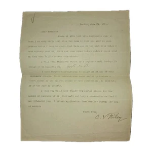 1891 C.V. Riley typisierter Brief signiert an L.O. Howard - USDA Entomologie, Henshaw - Bild 1 von 1