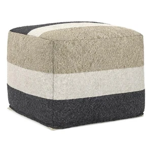 Claudette 18 inch Wide Boho Pouf in Multicolor Acrylic Fabric& Assembled - Picture 1 of 9
