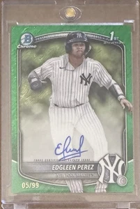 2025 Bowman Cromo EDGLEEN PEREZ Auto Verde Rifrattore 05/99 1° New York Yankees - Foto 1 di 2
