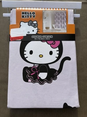 NUEVO Cortina de Ducha Hello Kitty Gato Negro 100% Algodón 72" x 72". Lavable a máquina Foto 1 de 4