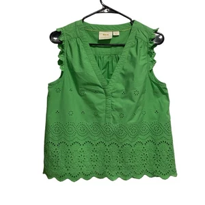 Maeve By Anthropologie Beryl Eyelet Swing Tank size S Green Sleeveless - Picture 1 of 7