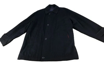 Abrigo/chaqueta larga Ari Boston para hombre talla grande lana/cachemira negro cremallera y BTN Italia Foto 1 de 4