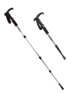 Bâton de randonnée canne réglable argent – poignée ergonomique confort 53-110 cm - Picture 1 of 7