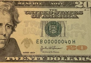 2004 $20 LOW 2 DIGIT SERIAL NUMBER (( 000000 40 )) US paper money uncirculated - Picture 1 of 3