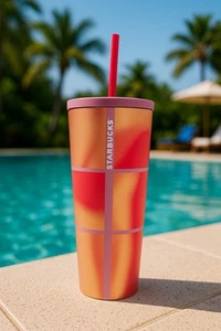 Nuevo Vaso Starbucks 24oz 2025 Tropical Sherbet Copa Fría Bloque de Color Barbiecore - Imagen 1 de 7