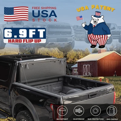 FRP Low Profile Flip Up Tonneau Cover For 2020-2025 Silverado 2500 3500 HD 6.9FT - Image 1 of 4