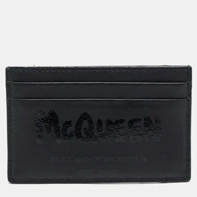 Alexander Mcqueen Black Logo Print Leather Card Holder - Image 1 of 4