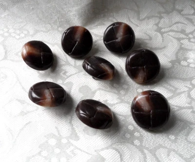 Set of 8 Brown and White Plastic Coat Buttons- 1 inch-- Item# 8-7 - Image 1 of 4