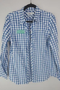 Vineyard Vines Damen 10 blau Gingham Shirt Logo Patch klassische Passform adrette - Bild 1 von 8