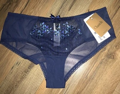NUEVO CON ETIQUETAS Chantelle Encaje Floral Acento Hipster Calzoncillos Azul Zafiro Talla XS Foto 1 de 4