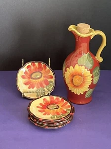 Certified International Pamela Gladding Fiori (6) Pc Oil & Dip Set Rare Pattern - Picture 1 of 5