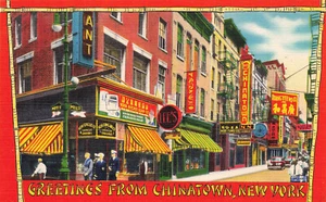 CHINATOWN NEW YORK CITY NY NEW YORK VINTAGE LINEN POSTCARD 083123 S - Picture 1 of 2
