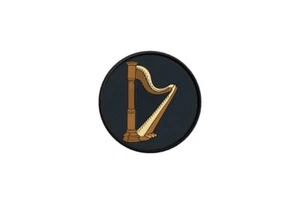 Patch badge print iron on glue harp music - Bild 1 von 1
