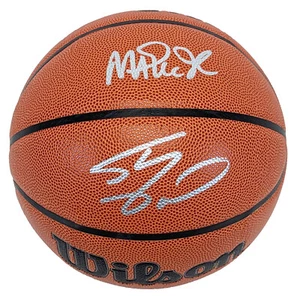Magic Johnson & Shaquille O'Neal Signed Wilson Basketball w/ Silver Sig BAS Wit - Picture 1 of 2