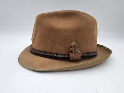Vintage United Hatters Cap & Millinery Felt Fedora Feather Hat 7 1/12 - Image 1 of 4