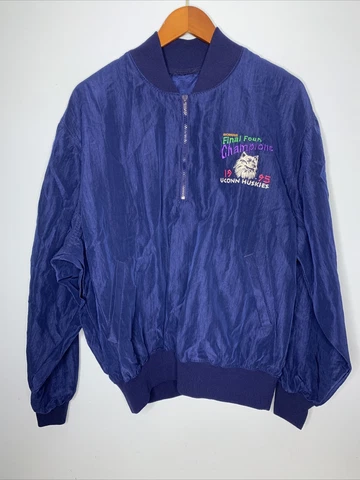 Vintage Starter UConn Huskies Half Zip Adult Sz L Blue NCAA Basketball Pullover Cover