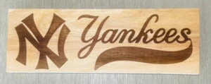 Yankees Logo Wood Sign – Laser Engraved 10"x4" Rustic MLB Decor Plaque - Bild 1 von 6