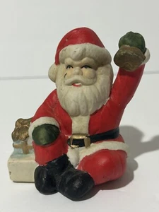 Vintage Hand Painted Sitting Santa Claus Ceramic Figurine with Bell 4.5" - Picture 1 of 5