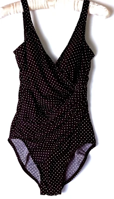 Traje Milagroso Talla 10 Una Pieza Negro Blanco Lunares Crossover Modelador Vacaciones Foto 1 de 4