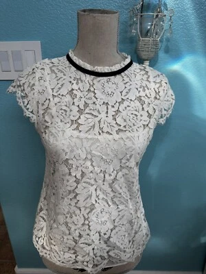 Новый с Ярлыками ($89) Белый дом черный рынок Ecru кружева насмешливый высокий гриф назад замочная скважина размер XSP - Изображение 1 из 4