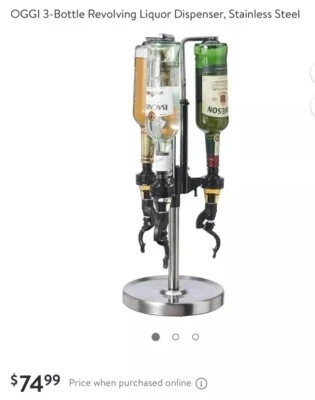 Liquor Dispenser Stainless Steel 3 Bottle Revolving OGGI Brand New - Image 1 of 4