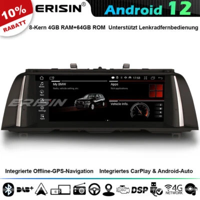 8-Kern 64GB 10.25" Android 14 IPS Autoradio DAB+GPS Navi für BMW 5er F10 F11 NBT - Bild 1 von 4
