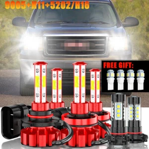 For 2007-2013 GMC Sierra 1500 6X 6000K LED Headlight Fog Light Bulbs Combo - Picture 1 of 18