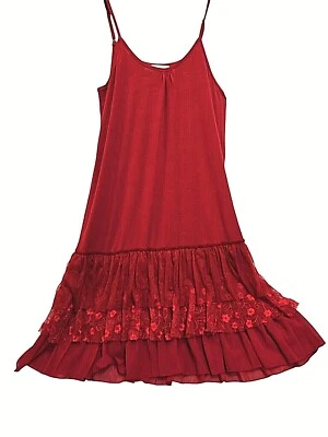 Extensor Origami Cami Mujer Grande Rojo Encaje Bordado Crochet Dobladillo Nuevo Foto 1 de 4