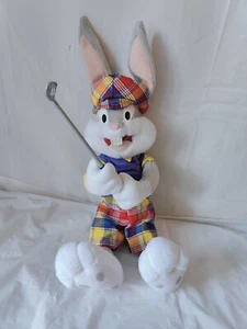 Vintage Bugs Bunny Plush Toy 18" Tall. Plaid Golf Hat Clothes Club. Golfer. WB - Picture 1 of 14