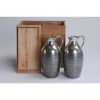 Rinseido sterling silver rope pattern sake bottle tokkuri with box and lid used 