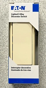 NEW Eaton 7513A-BOX 15 Amp 3-Way Lighted Decorator Switch with Ground, Almond - Picture 1 of 7