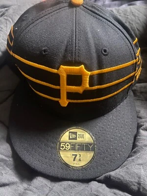 VINTAGE PITTSBURGH PIRATES NEW ERA 59FIFTY ALTERNATE 3 STRIPE FITTED HAT  7 3/4 - Image 1 of 3