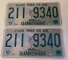 Set of 2 2006 New Hampshire 211-9340 LIVE FREE DIE license plate PAIR vintage NH