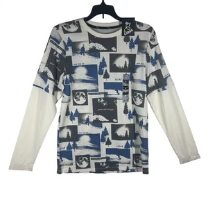 Art Class Graphic Tee Shirt Boy's XL (16) Long Sleeve White & Blue NEW - Picture 1 of 9