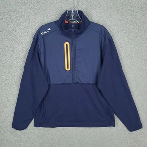 RLX Ralph Lauren Jacket Mens Large Thermal Tech Tri-Blend Navy Blue 1/4 Zip  - Picture 1 of 10