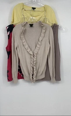 Ann Taylor Womens Multicolor Cardigan Sweater & Blouse Tops Size L Lot Of 4 - Image 1 of 4