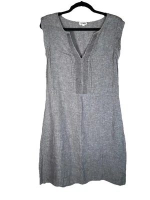 Vestido recto granate Hill lino pintuck gris bolsillos transpirable clásico talla 4 Foto 1 de 4