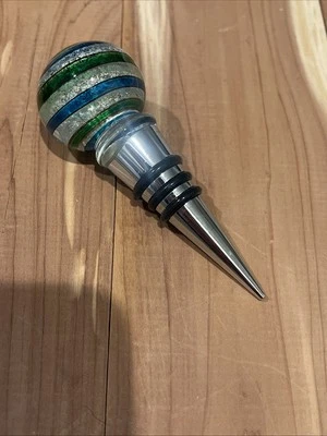 НОВАЯ Стеклянная Винная Пробка Murano - Сделано в Венеции, Италия - Золотистая Разноцветная - Изображение 1 из 4