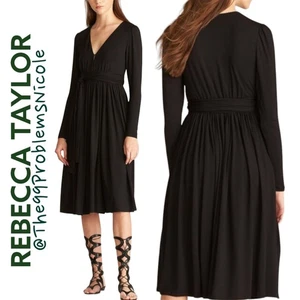 Rebecca Taylor Kleid V-Ausschnitt Gürtel Stretch Modal - Bild 1 von 8