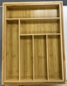 Bamboo Expandable Drawer Organizer for Kitchen Utensils, Adjustable Cutlery Tray - Picture 1 of 9