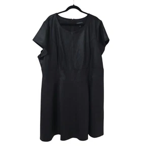 Lane Bryant Womens Plus Size Faux Leather Dress Black 26 Midi - Picture 1 of 12