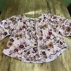 Knox Rose Pink Multi Floral Bell Elastic Sleeve Button Up Shirt Top Size XL