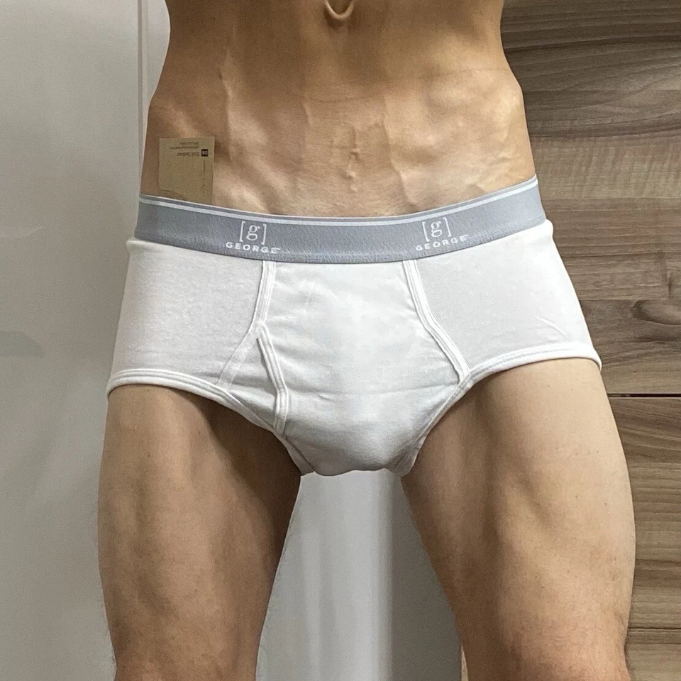Nuevos calzoncillos ropa interior George blancos/grises para hombre talla grande Foto 1 de 4