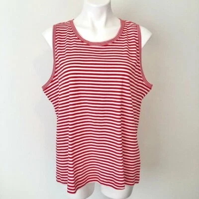 NUEVO NUEVO CON ETIQUETAS JONES NEW YORK JNY Admiral Rojo Blanco 100% Algodón Rayas Camiseta sin Mangas Pequeña S Foto 1 de 4