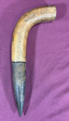 Vintage / Antique WOOD STEEL DIBBER DIBBLER Garden Tool, Bulb, Seed Planter Tool - Image 1 of 4