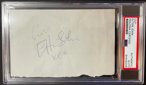 🔥🔥 VINTAGE SIR ELTON JOHN SIGNED AUTOGRAPHED CUT PSA/DNA SLABBED CERTIFIED Cover