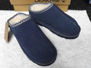 BEARPAW Lucille Water/Stain-Repellent Suede Fur Lined Clog/Mule Sz 10 Blue New - Picture 1 of 6